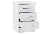 Nevada White Three Drawer Bedside - open